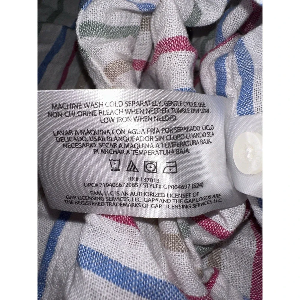 Gap Multicolor Striped Button Down Linen Blend Shirt Relaxed Vacation Women's XL - Picture 6 of 8